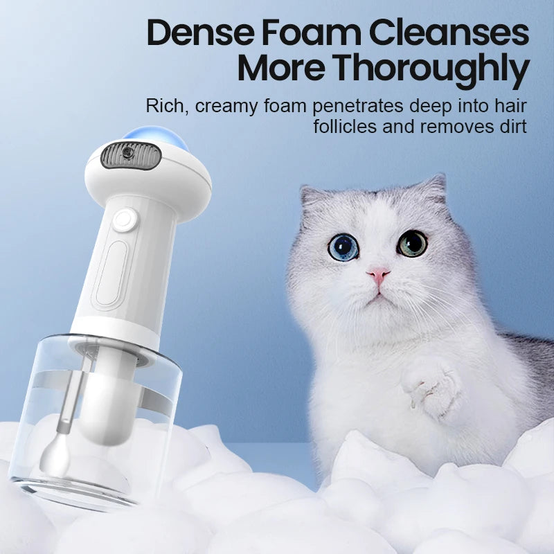 Automatic Foam Machine for Pets A smart, USB-rechargeable foam dispenser that makes bath time easy for your cat or dog. Quick, clean, and efficient grooming for a happy pet!